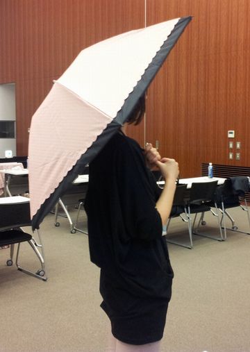 折りたたみ日傘着用